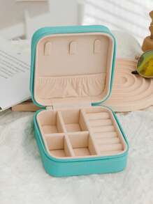 1pc Portable Jewelry Case Small Jewelry Boxes For Women Simple Home Jewelry Organizer Travel Organizer Fine Mini Storage Box For Earrings Jewelry Zipper Case For Earrings Rings Necklaces Bracelets Portable Makeup Bag Cute Cosmetic Bag Back To School Essential Unforgettable Holiday Gifts Bridesmaid Gifts And Travel Essentials Double-Layer Portable Mini Display Storage Case Mother's Day