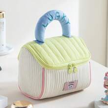 18*17.5*13cm Cute House Shaped Makeup Bag, Soft & Colorful 2-Tone Design, Large Capacity, Portable Travel Toiletry Organizer,For Holiday Beach, Bathroom Collection, Bedroom Collection, Large Capacity - Multicolor - View 9