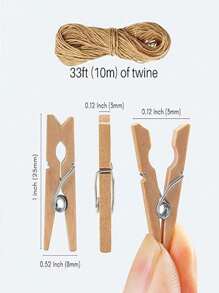 20/50/100pcs 2.54cm Natural Wooden Mini Clothespins With Rope, Mini Clothes Pegs For Photos, Crafts, Artworks, Cocktails(Without A Rope), Gender Reveal Party, Perfect For Birthdays, Weddings, Parties, The Perfect Gift For Colleagues, Friends, And Family, Back To School