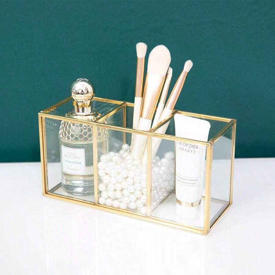 Giá đựng cọ trang điểm bằng thủy tinh vàng sang trọng, Xô đựng cọ bút, Hộp đựng cọ trang điểm để bàn theo phong cách Scandinavia, Dành cho bãi biển ngày lễ, Bộ sưu tập phòng tắm, Bộ sưu tập phòng ngủ, Dung tích lớn - Nhiều màu - Xem 1