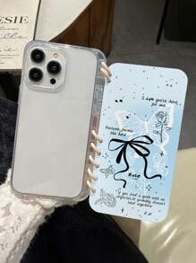 1pc Compatible With Iphone 11 12 13 14 Pro Max 15 16 Pro Max Flip Case - Clear - Bow Knot Butterfly + White Ring S24U A54 A15 A34 Phone Case