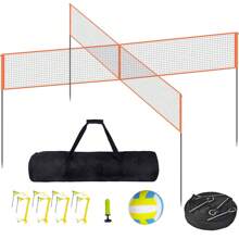 Freestanding Volleyball Training Net Or 4-Way Volleyball Net For Indoor Or Outdoor Use, Adjustable Height Portable Net System With Carrying Bag, Professional Volleyball Practice Trainer For Hitting Or Serving Drills Or4 Square Quick Assemble Game Set For Adults