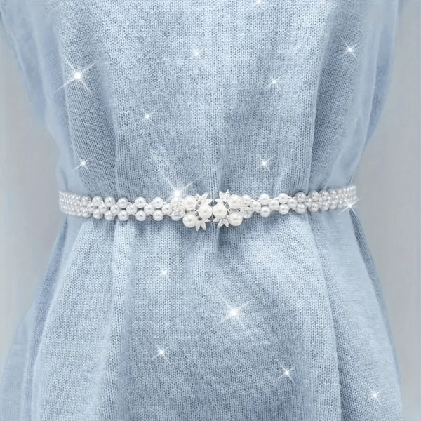 1 pièce Ceinture à chaîne de faux perles, décoration de taille élastique pour robe décontractée, été, école, automne, Halloween