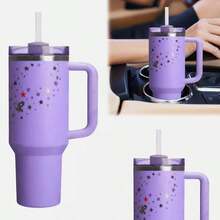 H2.0 Stainless Steel Vacuum Insulated Tumbler With Lid And Straw For Water, Iced Tea Or Coffee, Smoothie And More, Shale, 40 OZ / 1.18 L 40 Oz H2.0 Tumbler With Handle, Double Walled Vacuum Insulated Stainless Steel Water Bottle - 紫色 - 查看 4