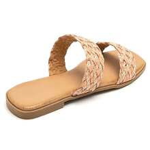 Woven Double-Strap Slide Sandals With Ergonomic Insole - Pink - View 4