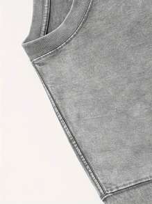 Cross, Letter Printing, Jesus, Religious Belief, God, 230 Grams Of Wax Printed Double-Sided Short-Sleeved T-Shirt, Retro Washing, 100% Cotton, Comfortable Loose Short-Sleeved T-Shirt Selected Summer Clothing. - 灰色 - 查看 5