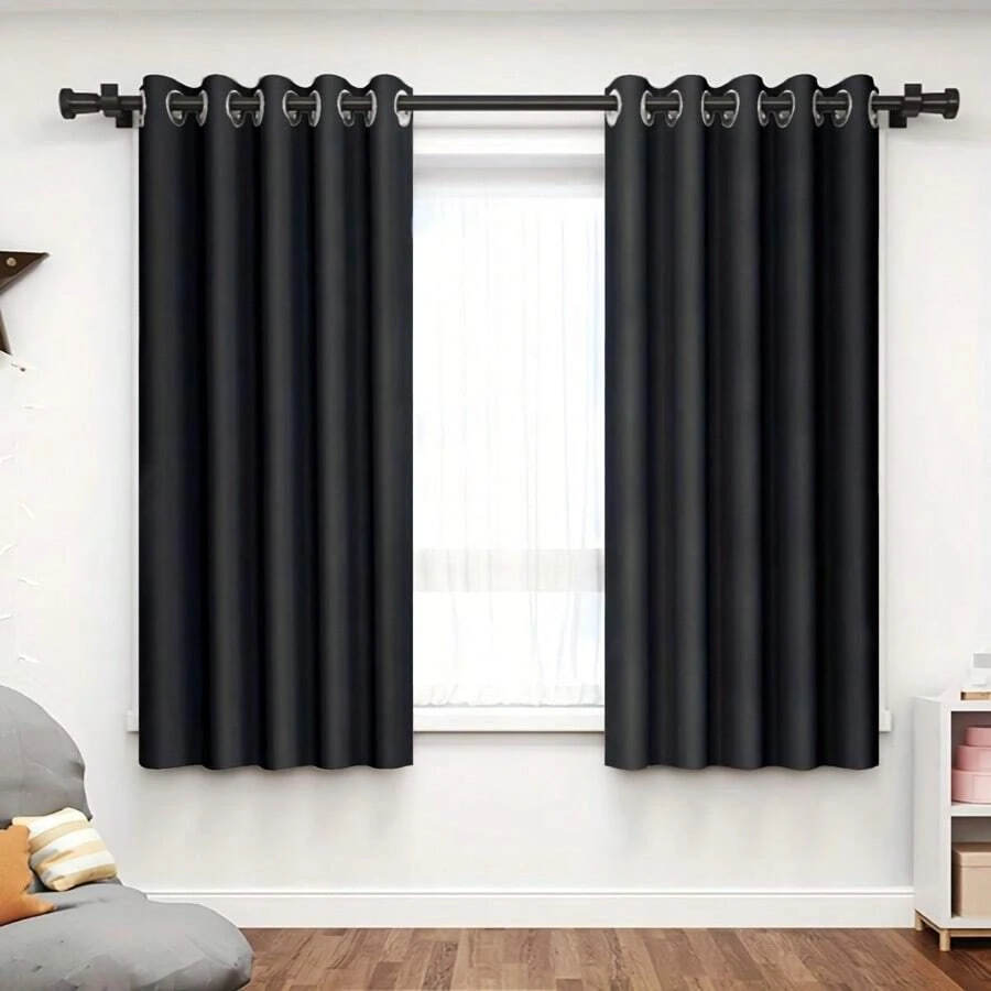 遮光窗帘，隔热，不透明窗帘，带孔眼，轻质隔热，防紫外线，卧室家居客厅室内装饰