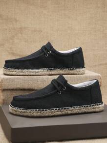 TOLLN 1 Pair Men's Breathable Non-Slip Rubber Sole Casual Fishing Shoes With Laces - Black - View 1