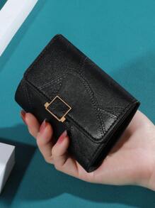 PAYOFFLAI Nieuwe modieuze korte stijl Koreaanse minimalistische frisse drievoudige drukknoopsluiting portemonnee retro kaarthouder dames tas portemonnee portemonnee portemonnee mini portemonnee kleine portemonnee
