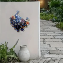 1 pieza Decoración de pared de pavo real de hierro artístico colorido, adecuado para uso exterior o interior, decoración del hogar para primavera y verano, adecuado para pared, cerca, tocón de árbol, villa, sala de estar, dormitorio, de exquisita calidad, finamente elaborado