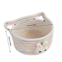 Adorable cesta de almacenamiento tejida con cuerda con forma de conejo (Diámetro superior 17 cm, altura), para almacenar juguetes de niños y artículos del hogar, adecuada para la sala de estar y el dormitorio