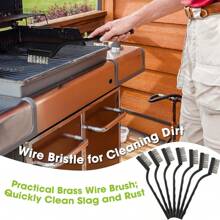 10 - Piece Small Stainless Steel Wire Brush Set: Versatile For DIY Rust Removal, Paint Stripping, And Kitchen Cleaning - Black - View 4