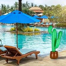 1pc Extra Large Inflatable Cactus With 1 Air Pump (Random Color), Summer Toy, Inflatable Beach Toy, Pool Inflatable Toy, Swimming Party Supplies, Self-Inflating Cactus - Multicolor - View 3