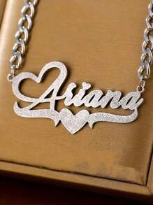 A Custom Sparkling Name Necklace With A Heart Design, Hip-Hop Classic Style, Suitable For Daily Wear And Gift Giving, A Gift For All Seasons - Multicolor - View 2