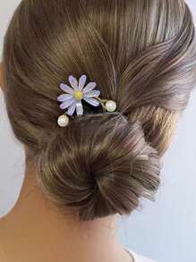 Women's Minimalist Retro Style Daisy Flower Hair Comb, Fresh Hair Clip For Bun, Decorative Hair Styling Tool For Summer Combs For Hair Side Comb