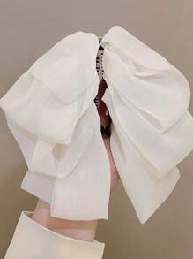 1/3 Pcs French Vintage Style Bow Decor Fashion Chiffon Banana For Women, Hair Accessories For Daily Use