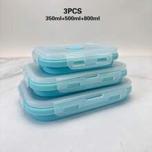 1 pieza Fiambrera plegable de silicona, recipiente de almacenamiento de alimentos con tapa sellada, conjunto de recipiente plegable con ventilación para mantener los alimentos frescos, a prueba de microondas, recipiente de almacenamiento de alimentos, utensilio de cocina