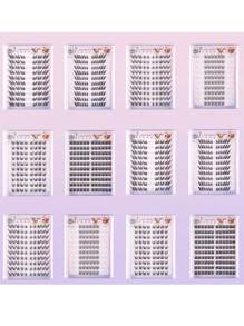 60 grupos/10 filas de pestañas postizas de conejo de nueve colas sin pegamento para gatos de cara grande, pestañas de zorro de nueve colas autoadhesivas y segmentadas, una herramienta de maquillaje indispensable para viajar