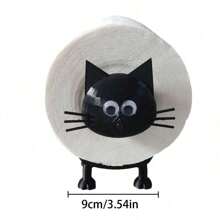 Cat Toilet Paper Holder - Funny Toilet Paper Holder, Free Standing Bathroom Set - 3D Printed Black Cat Toilet Paper Holder - Interesting Tissue Roll Storage - Cute Bathroom Decor