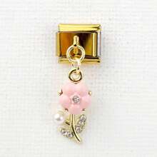 1 pieza Módulo de pulsera de diamantes únicos de moda personalizada con dijes de tulipán, lazo, corazón, flor, estrella y perla en oro - Dorado - Ver 18