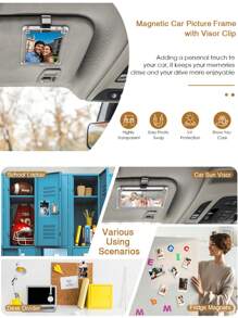 Customized Car Sun Visor Photo Frame Clip, DIY Personalized Photo Holder, Suitable For Family, Pet Dog/Cat, Boyfriend/Girlfriend Photos, Auto Accessories - Wave Style - View 8