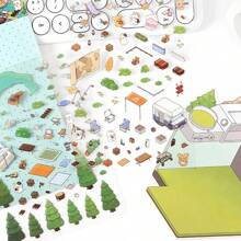 2 miếng dán + 1 tấm thiệp cảnh Thỏ dễ thương dán cảnh ngoài trời, miếng dán phong cảnh thu nhỏ nổi 3D sáng tạo mới, miếng dán vẽ thư giãn tự làm, miếng dán trang trí nhà búp bê giáo dục, không cần cắt - Nhiều màu - Xem 8