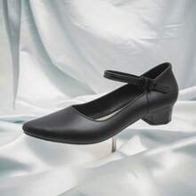 2025 New Spring Pointed Toe Mid-Heel Slip-On Single-Strap Flat Shoes, Comfortable And Wearable - Black - View 5