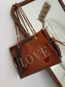 حقيبة كتف وحقيبة متقاطعة ذات سعة كبيرة من الجيلي الشفاف الإصدار الكوري الجديد 2025