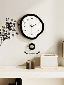 1 件亚克力挂钟，不对称形状时钟，餐厅北欧风格挂钟，客厅和卧室新流行时钟，客厅超静音时钟 - 黑與白 - 查看 2