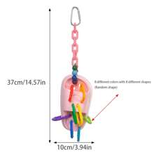Grand jouet à mâcher interactif pour perroquet, en matériau de pantoufle doux, avec perles en bois, anneaux géométriques en plastique multicolores, pour l'exercice, le mâchage et le déchirement amusant, convient pour les conures du soleil, les lorikeets arc-en-ciel, les eclectus, les cacatoès, les grises d'Afrique, les aras