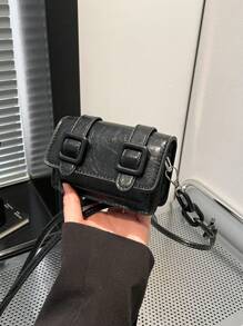 2 piezas Bolso versátil de mujer Primavera/Verano 2025 Nuevo modelo con acabado en aceite Mini lápiz labial de moda Bolso de hombro cruzado pequeño tipo caramelo para señora - Negro - Ver 9