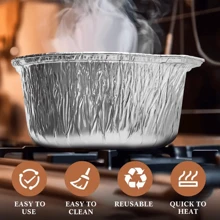 Zestaw 10/5 szt. Jednorazowych aluminiowych garnków z pokrywkami, okrągłe aluminiowe garnki foliowe, jednorazowe przybory kuchenne, pojemniki na żywność, odpowiednie na podróże świąteczne, kemping, pieczenie, ogrzewanie, gotowanie, kemping, piesze wycieczki, kuchnia domowa, restauracja