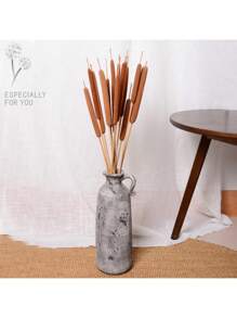 10PCS Dried Natural Brown Cattails Flowers -Real Broadleaf Pencil Cattail Stems Bundles, 17'' Bulrush Plants Dry Flower For DIY Floral Arrangements, Wedding Home Office Gardens Decor Spring Decorations