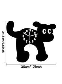 1 pieza, Reloj de pared decorativo con estilo de dibujos animados de gato y perro, silencioso, sin sonido de tic-tac. Para sala de estar, dormitorio, aula, decoración del hogar. Regalo de Navidad y cumpleaños. - Reloj de pared con forma de gato y perro - Ver 3