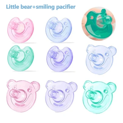 1 pieza Chupete de silicona suave con diseño de oso de peluche tierno, con suavidad similar a la leche materna, ayuda a calmar las emociones, adecuado para uso diario