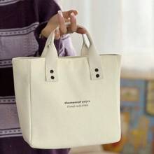 Túi tote vải canvas màu trơn cầm tay, túi đựng đồ ăn trưa phong cách Nhật Bản, dễ mang theo khi đi làm, hẹn hò, đi dã ngoại, sinh viên, thời trang và đa năng, nhẹ, túi đi học phong cách nghệ thuật cho thanh thiếu niên, túi đựng sách cho phụ nữ hoặc sinh viên, hoàn hảo để đựng sách, mua sắm, trở lại trường và nhiều hơn nữa - Nhiều màu - Xem 8