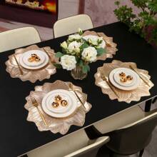 1 件/4 件/6 件加厚圆形不对称向日葵形状餐垫，耐热防滑厨房餐垫，酒店和餐厅装饰