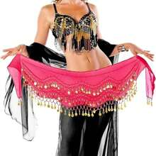 1 pièce Accessoires de danse du ventre, écharpe de hanche de danse du ventre, ceinture de danse, écharpe à nouer à la taille, ceinture de pratique à la taille, chaîne de taille décorée de pièces, cache-ceinture de costume de danse, tenue de danse