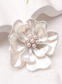 1 件装优雅女士男士简约设计山茶花水晶胸针经典韩版女士服装大衣别针徽章 - 彩色 - 查看 3