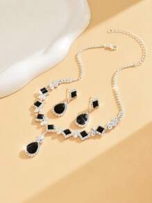 2 件女士耳环和项链首饰套装，结婚首饰