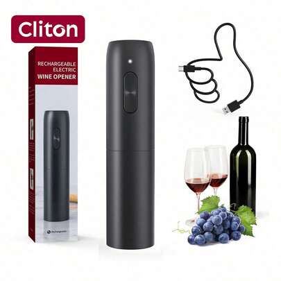CLITON 1个可充电自动电动开瓶器，Type-C充电，带LED灯，适合作为家庭聚会、餐厅、婚礼的礼物