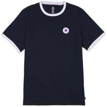Converse Herren Kurzarm T-Shirt mit kontrastfarbigem Kragen und Ärmeln in Schwarz - Schwarz - Übersicht 2
