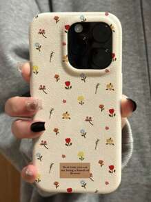 Autumn/Winter New Floral Leather Textured Phone Case, High-End Fashion Design, Suitable For Delicate Women, Full Coverage Drop Protection, Compatible With IPhone 16/15/15 Pro/15 Pro Max/14/13/12/11/X/7/8 Series - White Autumn and Winter Tricolor Flowers - View 4