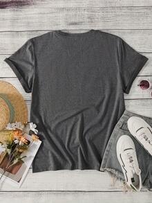 Summer And Spring Patterned Printed T-Shirts, Short Sleeved Round Neck Casual Tops, Women's Tops