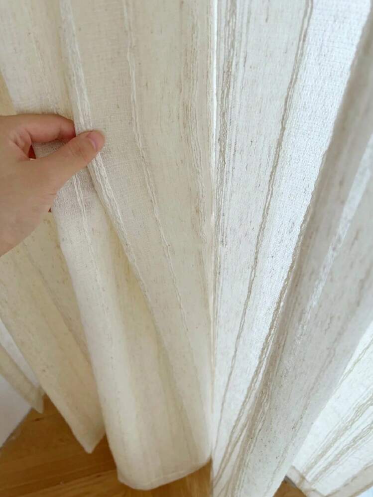 1枚 半透明 オープンワーク フローラルパターンボヘミアンスタイル シアーカーテン、寝室、リビングルーム、ホームデコレーションの装飾用カーテン、オールシーズン使用可能 - ベージュ - 見る 2