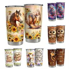 20oz Creative Customized Pattern Stainless Steel Double Layer Insulated Travel Mug, Keeps Hot/Cold, Portable