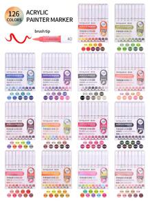 languo 9/96/126/196/240 Colors Acrylic Paint Markers, Multi-Color Options, Water-Based Acrylic Markers With Soft Brush Tips, Suitable For Fabric, Canvas, Rock, Glass, Wood, Paper, DIY Crafts, School & Art Supplies - Multicolor - View 27