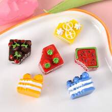 10件仿真卡通蛋糕咬合树脂配件批发，手工DIY工艺品，手机壳，冰箱贴材料 - 彩色 - 查看 2