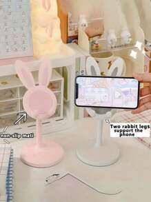 Cute Cell Phone Stand For Desk, Adjustable Bunny Phone Holder - Perfect Student Desktop Companion For Slouchy Days, Desk Accessories Cell Phone Stand, Angle Height Adjustable Bunny Phone Stand For Desk, Cute Rabbit Phone Holder Stand Travel Accessories Travel Must Haves Beach Vacation Summer Holiday School Accessories Back To School Supplies Stuff - Multicolor - View 3