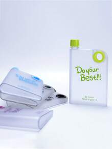 1 pieza Botella de agua transparente de viaje de 380ML, de estilo deportivo con anillo de AS+PP, de peso ligero y con acabado mate plano, adecuada para adultos y viajes al aire libre